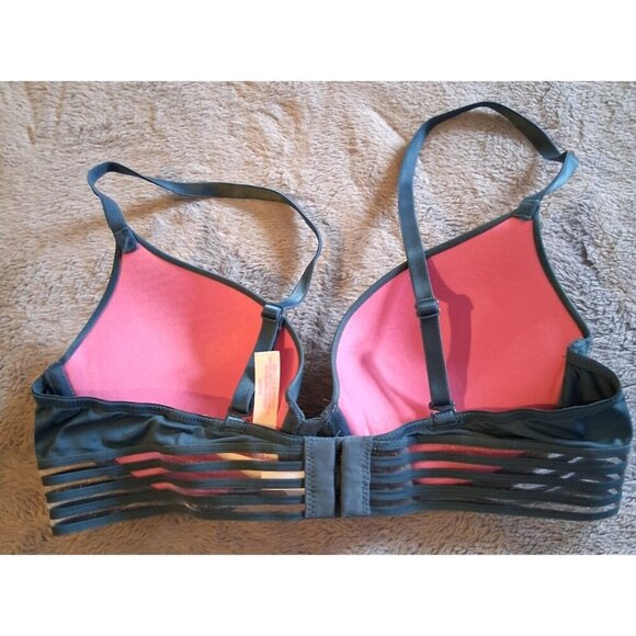 PINK Victorias Secret Blue 34C Wear Everywhere Push Up Bra VS striped in back - Picture 3 of 5